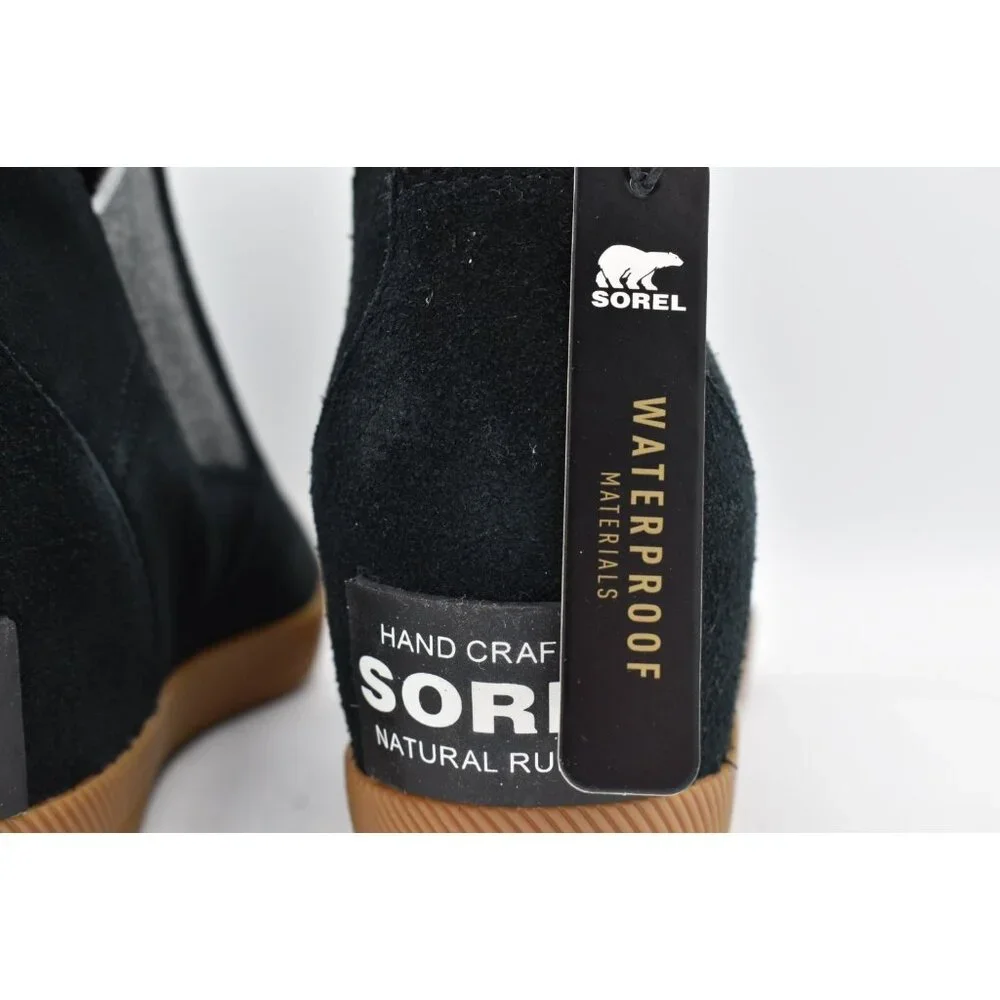 Sorel Womens Size 9 Out N About Black Gum Waterproof Slip On Wedge Booties Boots